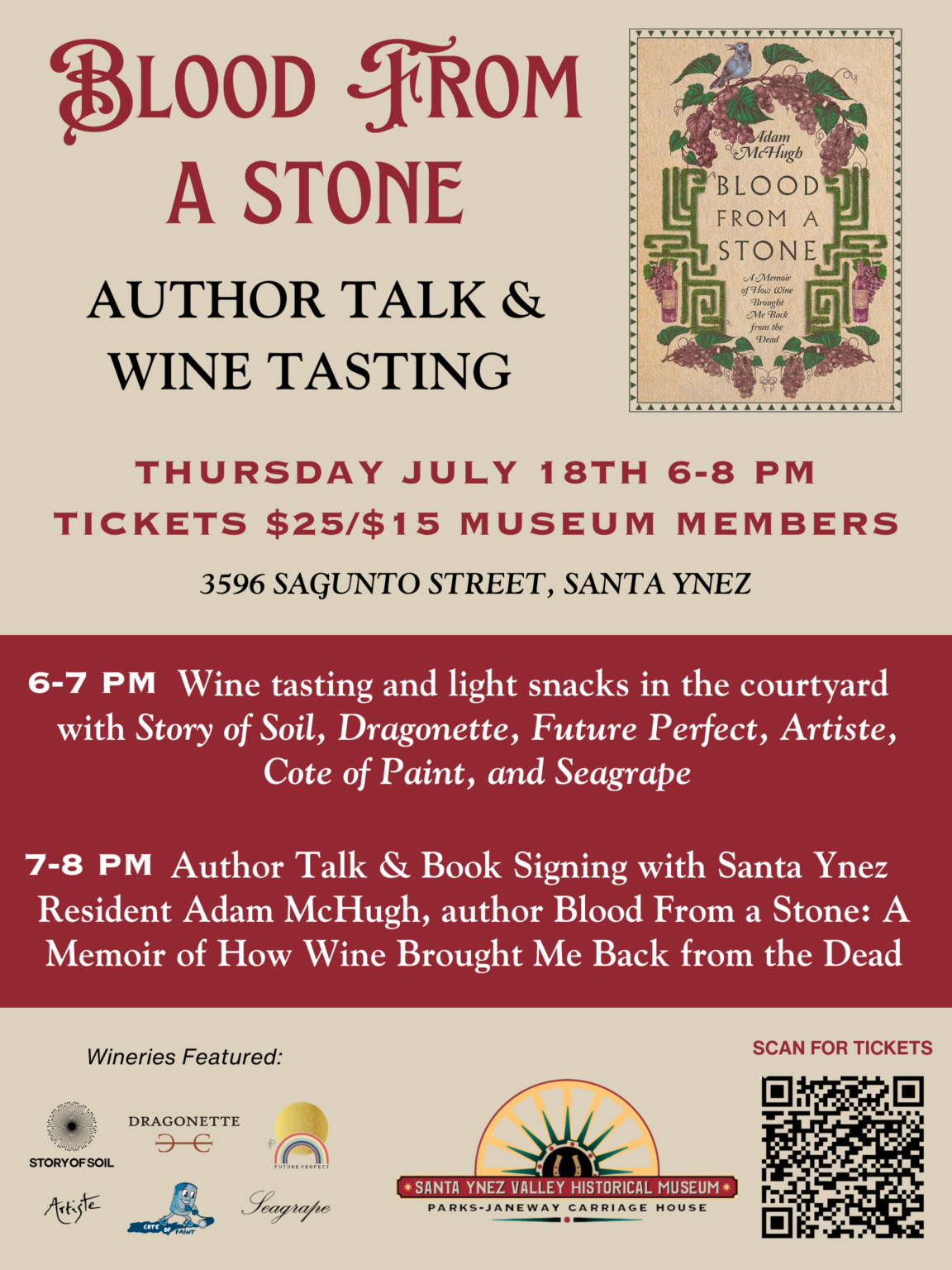 Blood-From-a-Stone author talk, Santa yNez Valley Historical Museum