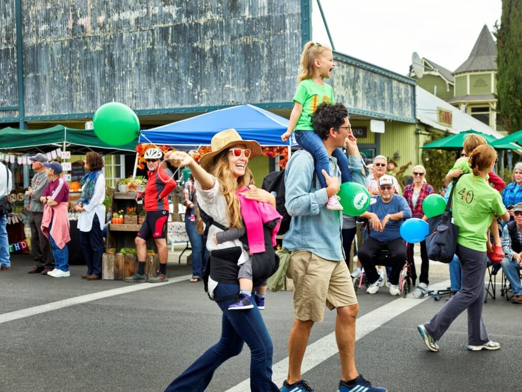 Los Olivos Family in the street during a parade