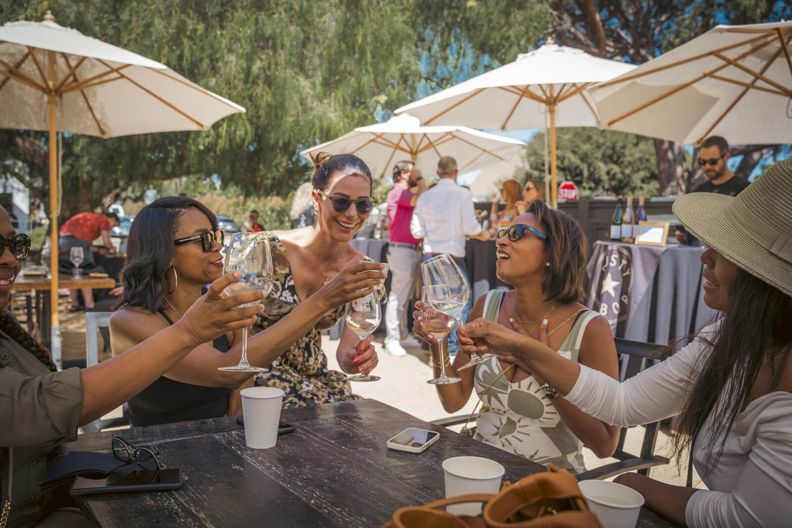 Women dining outdoors