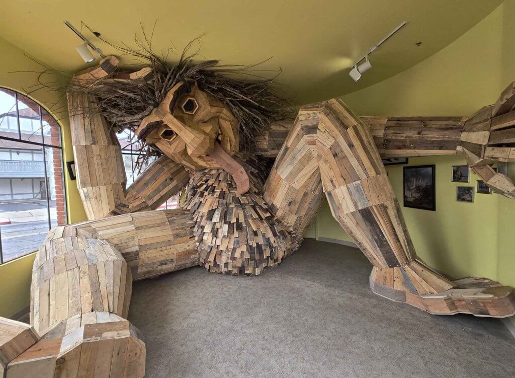 A statue of the troll Lulu Hyggelig, recently installed at the California Nature Art Museum in Solvang.